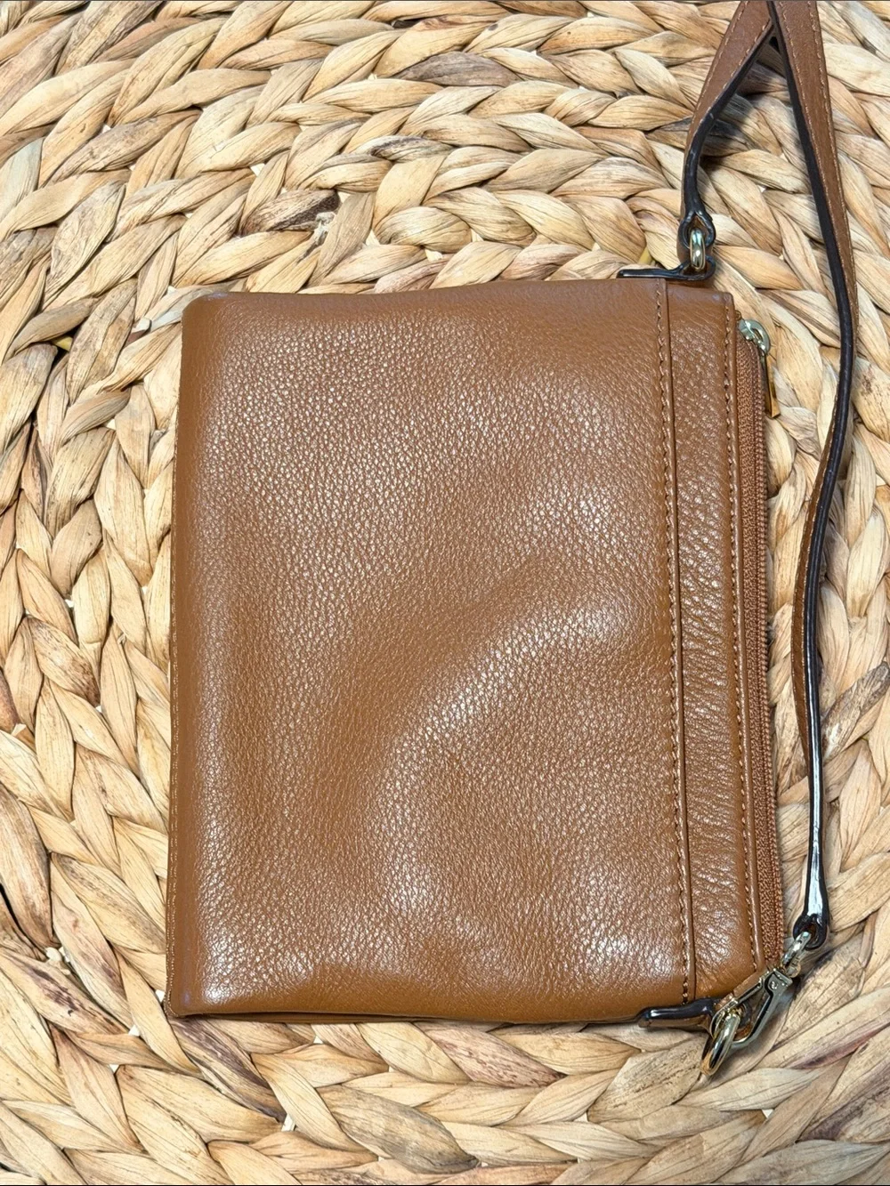 Michael Kors Brown Leather Crossbody Wallet Bag with MK Logo